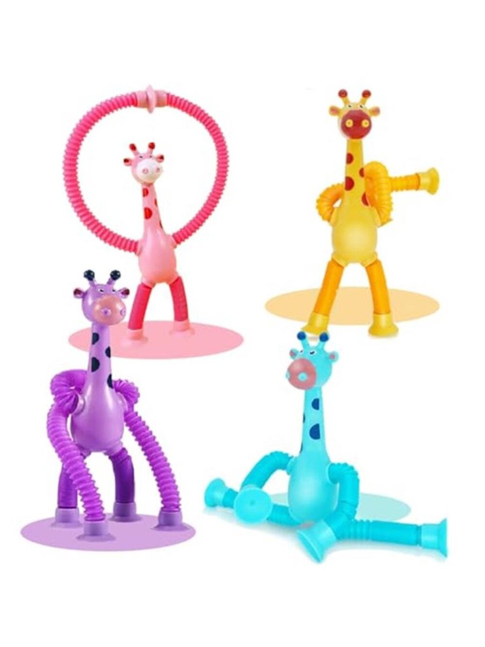 Pop Tubes Giraffe Fidget Toys for Kids, Telescopic Suction Cup Sensory Toys,